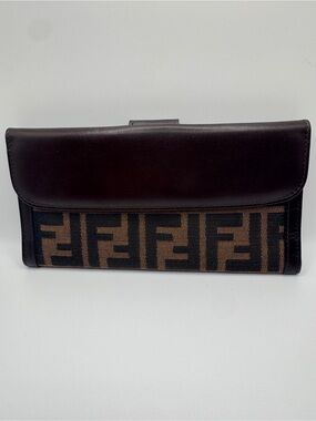 Authentic Vintage Fendi Zucca Continental Long Flap Wallet